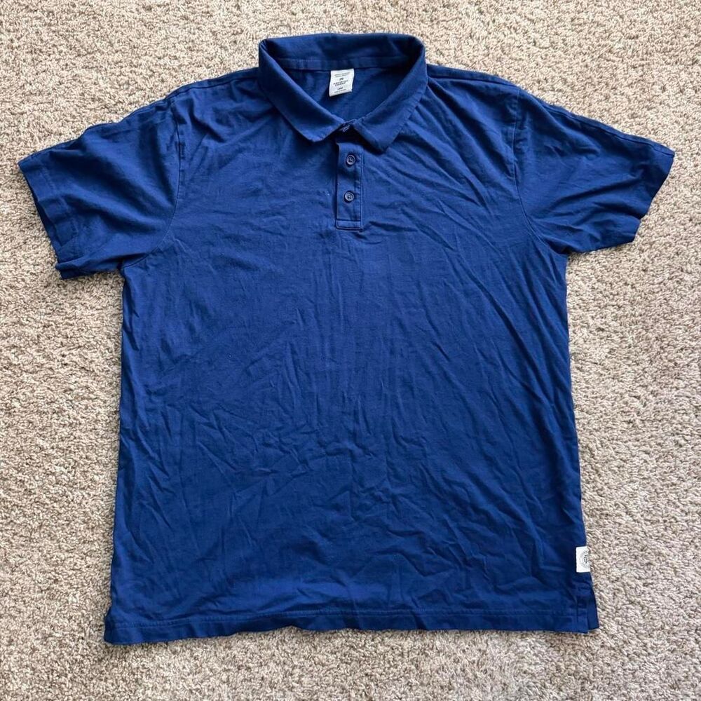 Reigning Champ Men’s Large Polo Shirt Blue Short Sleeve Premium Athletic Casual